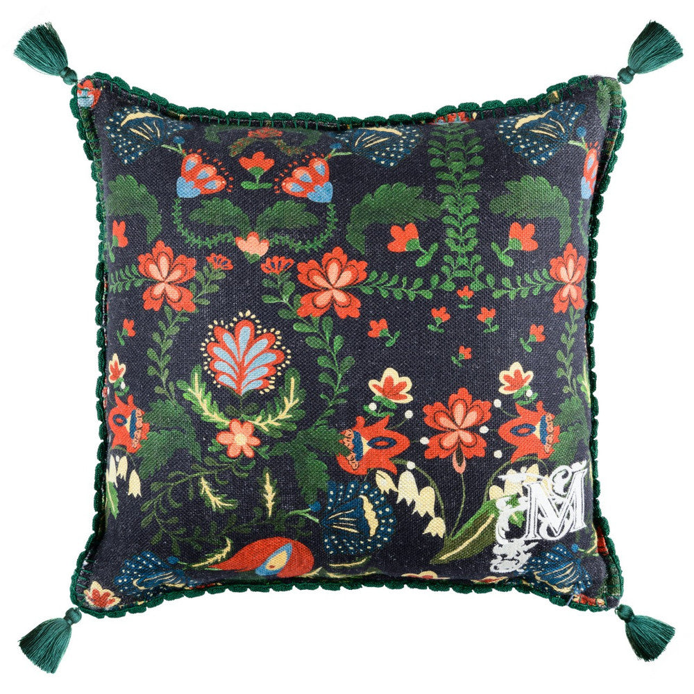 Mind The Gap Pillows ZABOLA Linen Cushion (LC40091) | LC40091 | TRANSYLVANIAN ROOTS | 20 x 20 in | Black, Blue, Green, Red | Fabric Carolina | https://www.fabriccarolina.com/