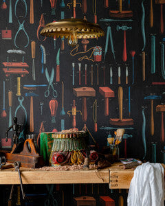 Mind the Gap Wallpaper Mind The Gap   OLD TOOLS Anthracite   (WP20598)