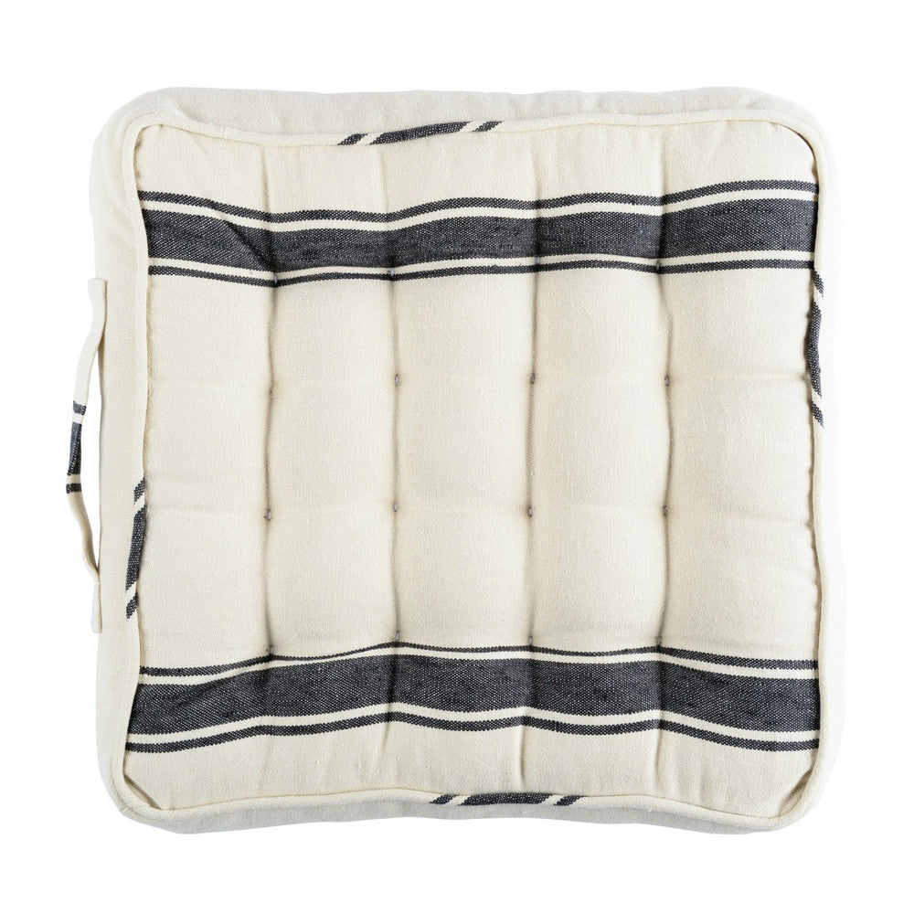 Mind The Gap Pillows HAJDU STRIPE Linen Chair Cushion (AC00020) | AC00020 | TRANSYLVANIAN ROOTS | 15,75 x 15,7 x 3,5 in | Black, White | Fabric Carolina | https://www.fabriccarolina.com/