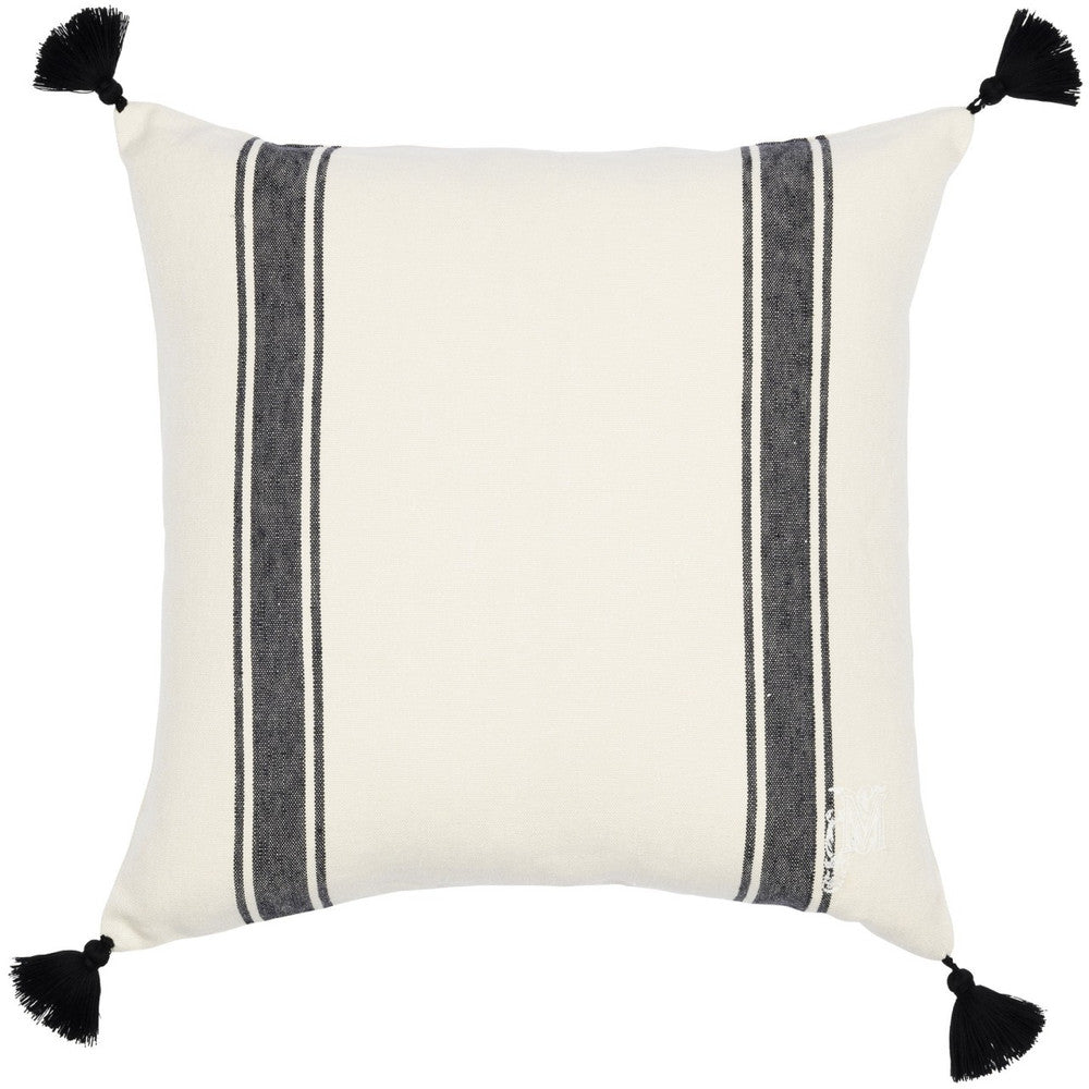 Mind The Gap Pillows HAJDU Stripe Heavy Linen Cushion (LC40093) | LC40093 | TRANSYLVANIAN ROOTS | 20 x 20 in | Black, White | Fabric Carolina | https://www.fabriccarolina.com/
