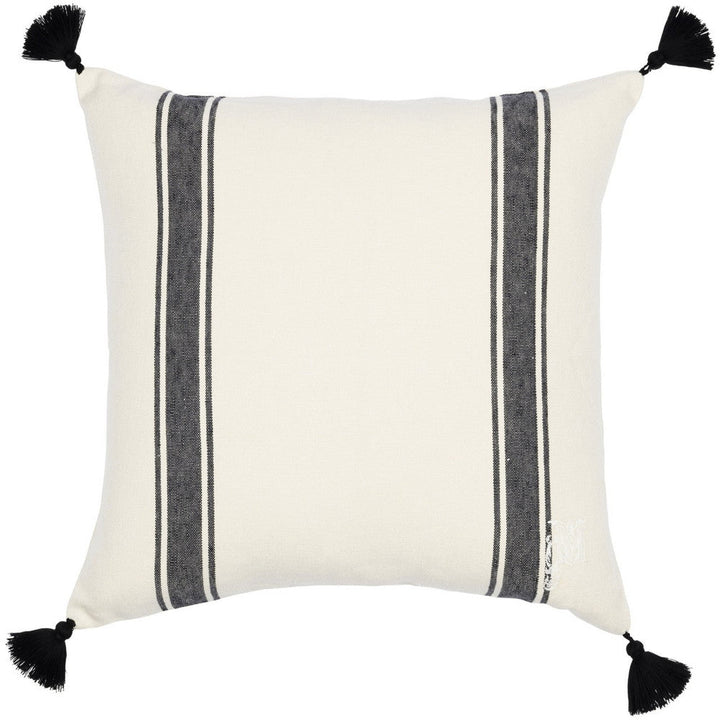 Mind The Gap Pillows HAJDU Stripe Heavy Linen Cushion (LC40093) | LC40093 | TRANSYLVANIAN ROOTS | 20 x 20 in | Black, White | Fabric Carolina | https://www.fabriccarolina.com/