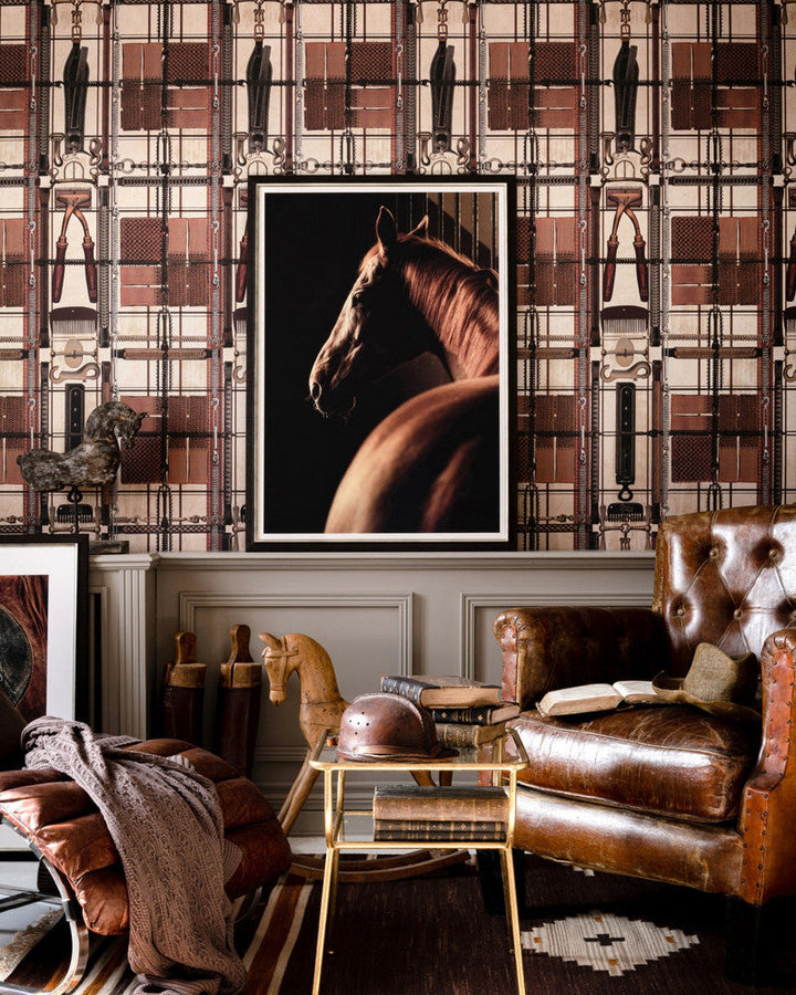 Harnessmaker'S Atelier Wallpaper by Mind the Gap Designer Wallpaper THE WALLPAPER COMPENDIUM 2 Satin Matte Made in Europe Paste the wall 3 rolls x 20.5 x 3.25 yards - Swanky Fabrics -