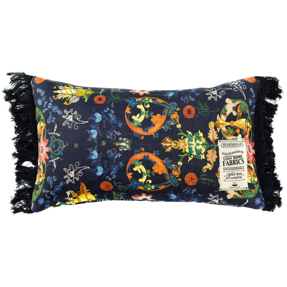 Mind The Gap Pillows TRANSYLVANIA FOLK Linen Cushion (LC40002) | LC40002 | NOMAD STORY | 20 x 12 in | Blue, Red, Yellow | Fabric Carolina | https://www.fabriccarolina.com/