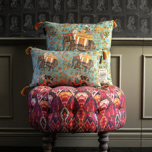Mind the Gap Pillow Mind The Gap HINDUSTAN Aquamarine Linen Cushion (LC40023)