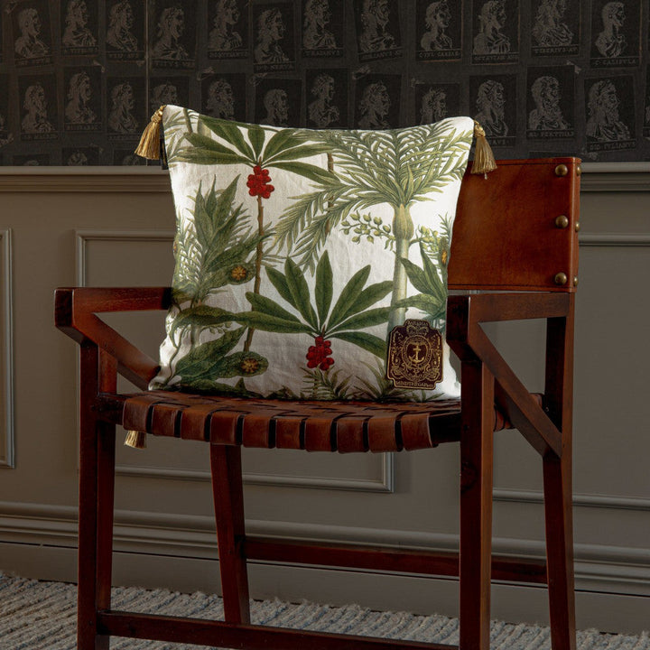 Mind The Gap Pillows MADAGASCAR Cushion (LC40071) | LC40071 | THE TROPICAL COTTAGE | 20 x 20 in | Brown, Green | Fabric Carolina | https://www.fabriccarolina.com/