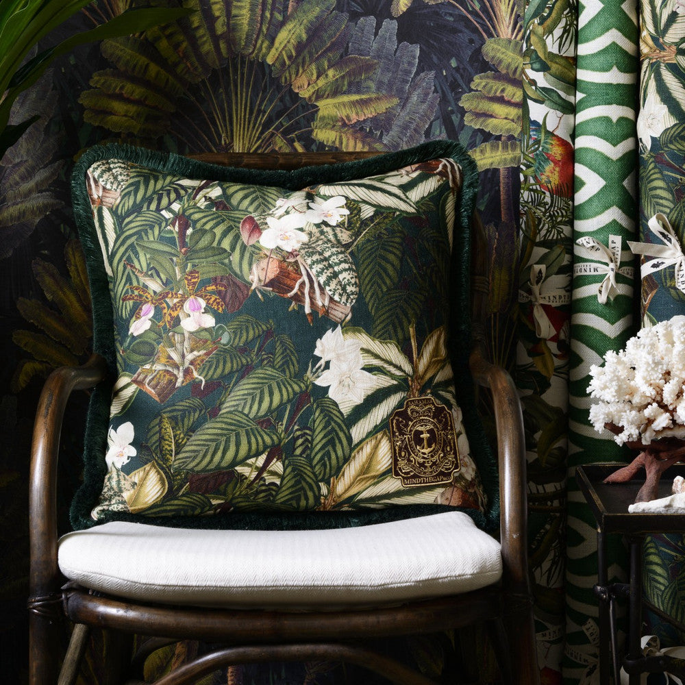 Mind The Gap Pillows ORCHID BLOOM Cushion (LC40072) | LC40072 | THE TROPICAL COTTAGE | 20 x 20 in | Brown, Green | Fabric Carolina | https://www.fabriccarolina.com/