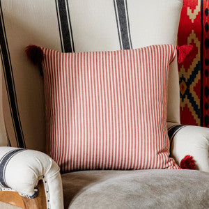 Mind the Gap Pillow Mind The Gap RHUBARB Stripe Heavy Linen Cushion (LC40097)