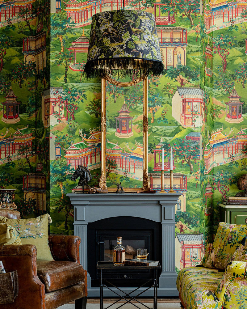 Yuyuan Wallpaper by Mind the Gap Designer Wallpaper THE WALLPAPER COMPENDIUM 2 Satin Matte Made in Europe Paste the wall 3 rolls x 20.5 x 3.25 yards - Swanky Fabrics -