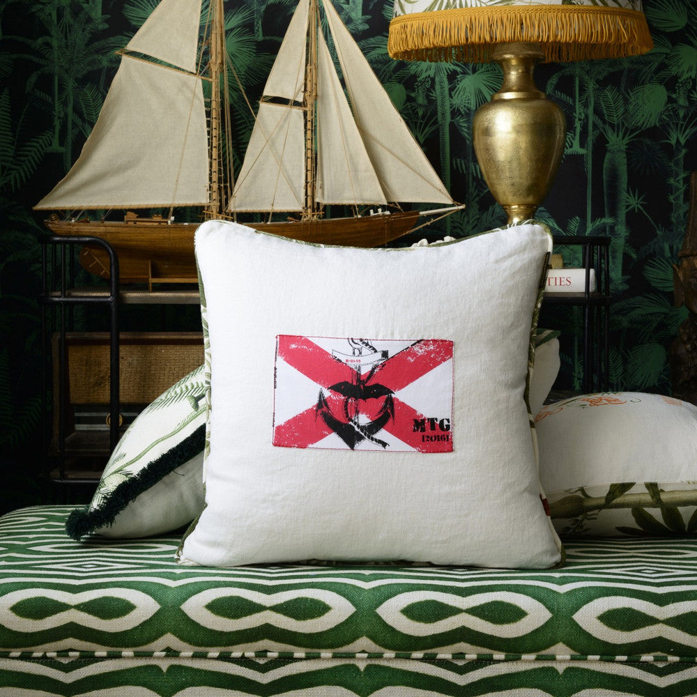 Mind The Gap Pillows NAVAL FLAG II Cushion (LC40065) | LC40065 | THE TROPICAL COTTAGE | 20 x 20 in | Red, White | Fabric Carolina | https://www.fabriccarolina.com/
