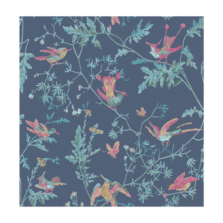 Hummingbirds Indigo Multi-Colour by Cole & Son Designer Wallcovering COLE & SON ARCHIVE ANTHOLOGY PAPER - 100% United Kingdom Horizontal: and Vertical: 21.1 20.5 - Swanky Fabrics -