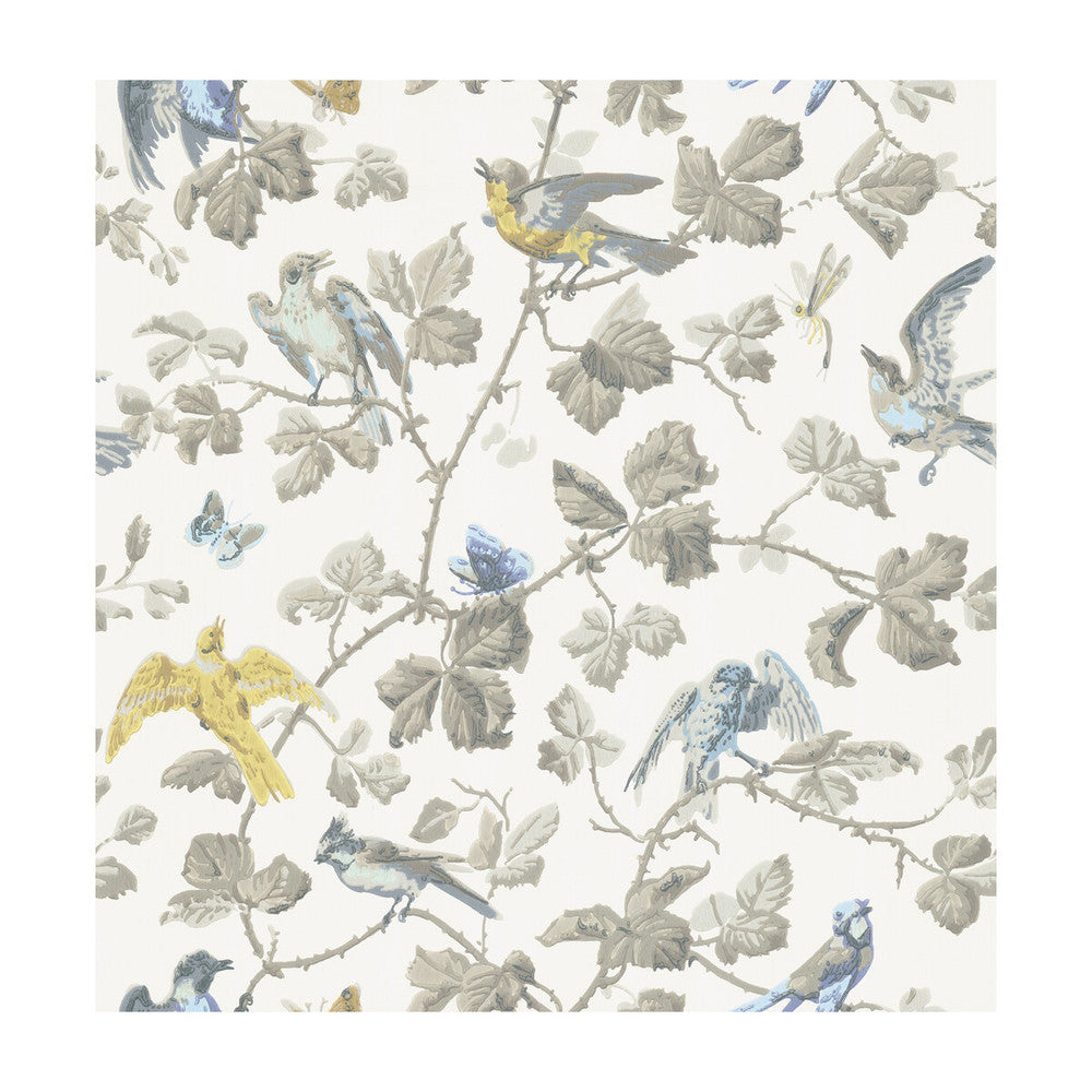 Winter Birds Yellow & Grey by Cole & Son Designer Wallcovering COLE & SON ARCHIVE ANTHOLOGY PAPER - 100% United Kingdom Horizontal: and Vertical: 21.1 20.5 - Swanky Fabrics -