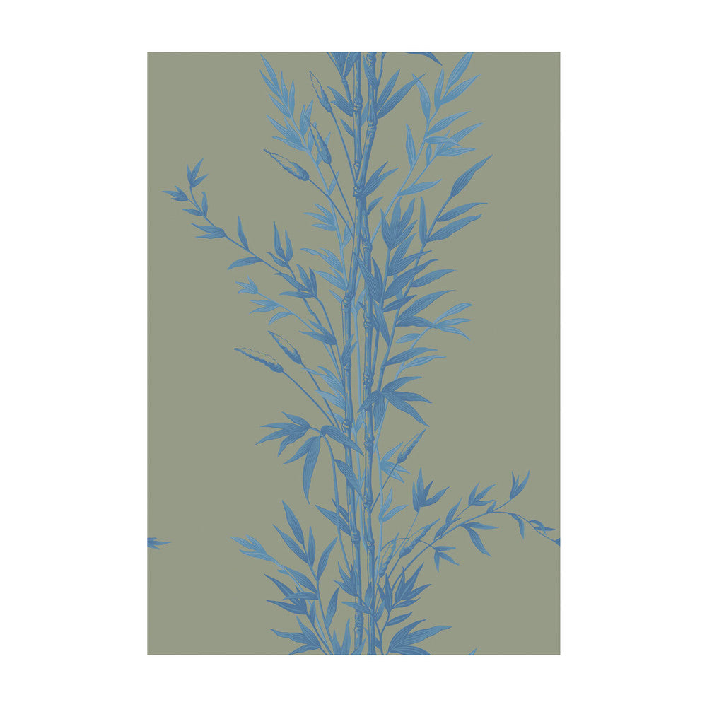 Bamboo Blue On Khaki by Cole & Son Designer Wallcovering COLE & SON ARCHIVE ANTHOLOGY PAPER - 100% United Kingdom - Horizontal: - and Vertical: 30 20.5 - Swanky Fabrics -