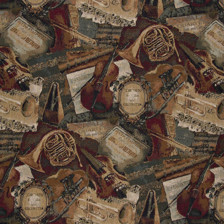 1010 Music Hall by Charlotte Designer Fabric Themes of Tapestry II 52% Cotton, 48% Polyester Asia Exceeds 100,000 Wyzenbeek Rubs (Heavy Duty) Horizontal: 27" x Vertical: 28.5" 54 Inches - Swanky Fabrics -