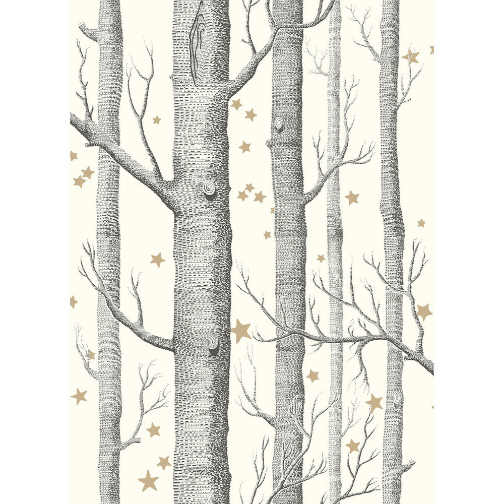 Woods & Stars Black &White by Cole & Son Designer Wallcovering COLE & SON WHIMSICAL PAPER - 100% United Kingdom Horizontal: and Vertical: 28.3 20.5 - Swanky Fabrics -