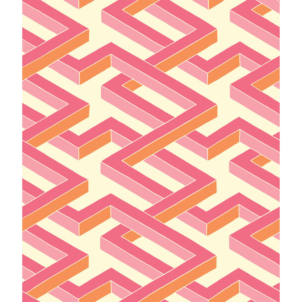 Luxor Pink by Cole & Son Designer Wallcovering COLE & SON GEOMETRIC II PAPER - 100% United Kingdom Horizontal: and Vertical: 12 20.5 - Swanky Fabrics -