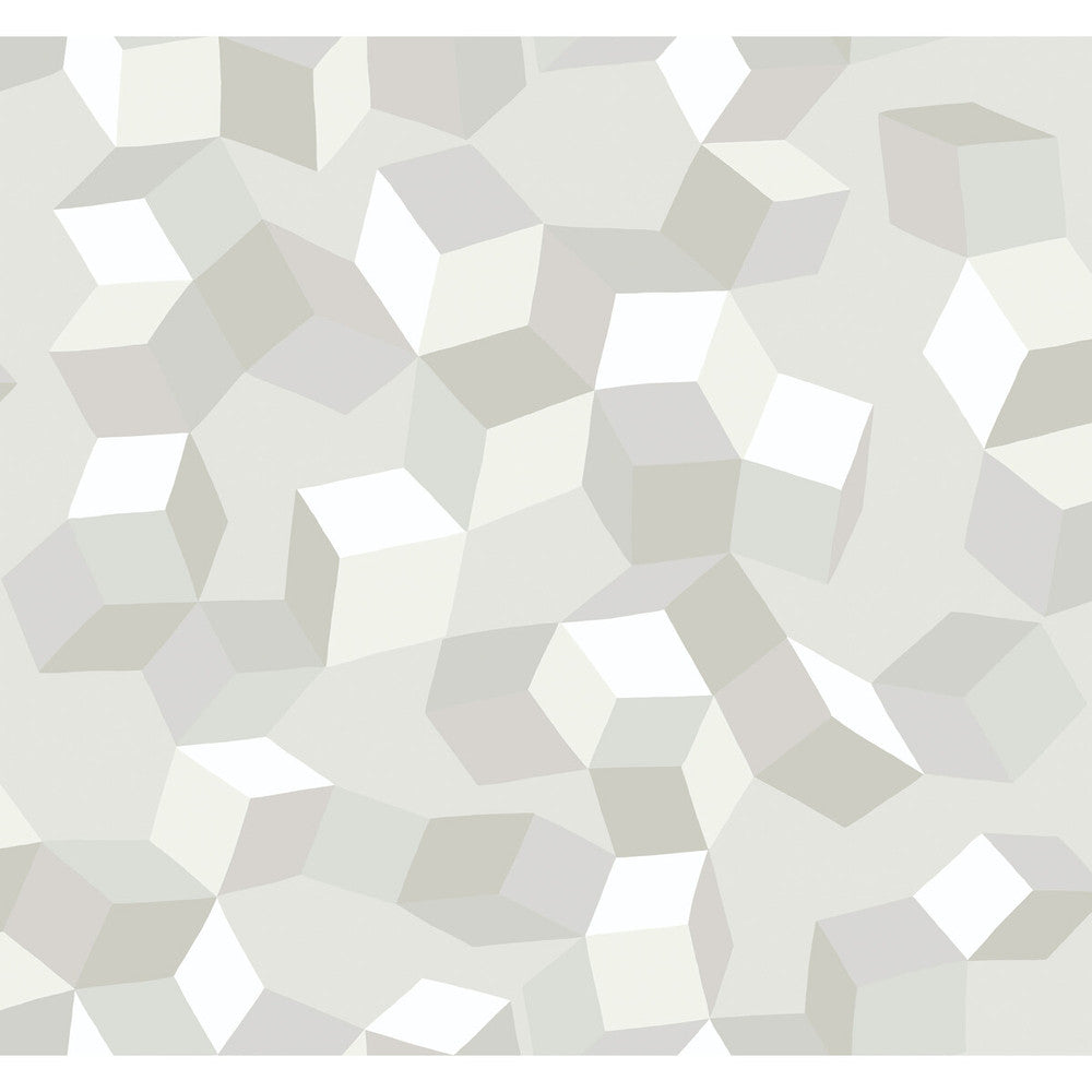Puzzle White On White by Cole & Son Designer Wallcovering COLE & SON GEOMETRIC II PAPER - 100% United Kingdom - Horizontal: - and Vertical: 25.2 27 - Swanky Fabrics -