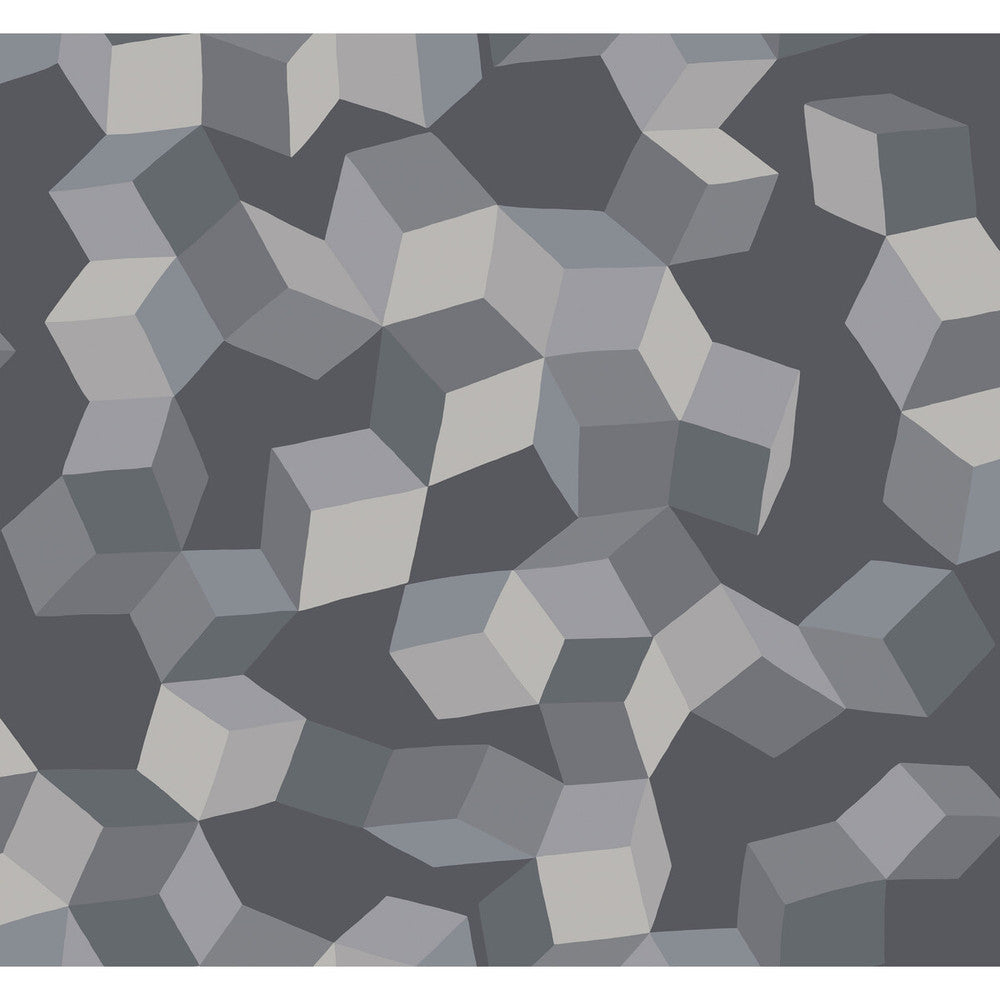 Puzzle Grey And Black by Cole & Son Designer Wallcovering COLE & SON GEOMETRIC II PAPER - 100% United Kingdom - Horizontal: - and Vertical: 25.2 27 - Swanky Fabrics -