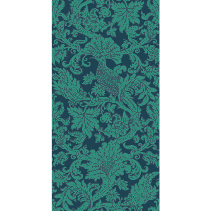 Balabina Midnight & Jade by Cole & Son Designer Wallcovering COLE & SON MARIINSKY DAMASK PAPER - 100% United Kingdom Horizontal: and Vertical: 40 20.5 - Swanky Fabrics -