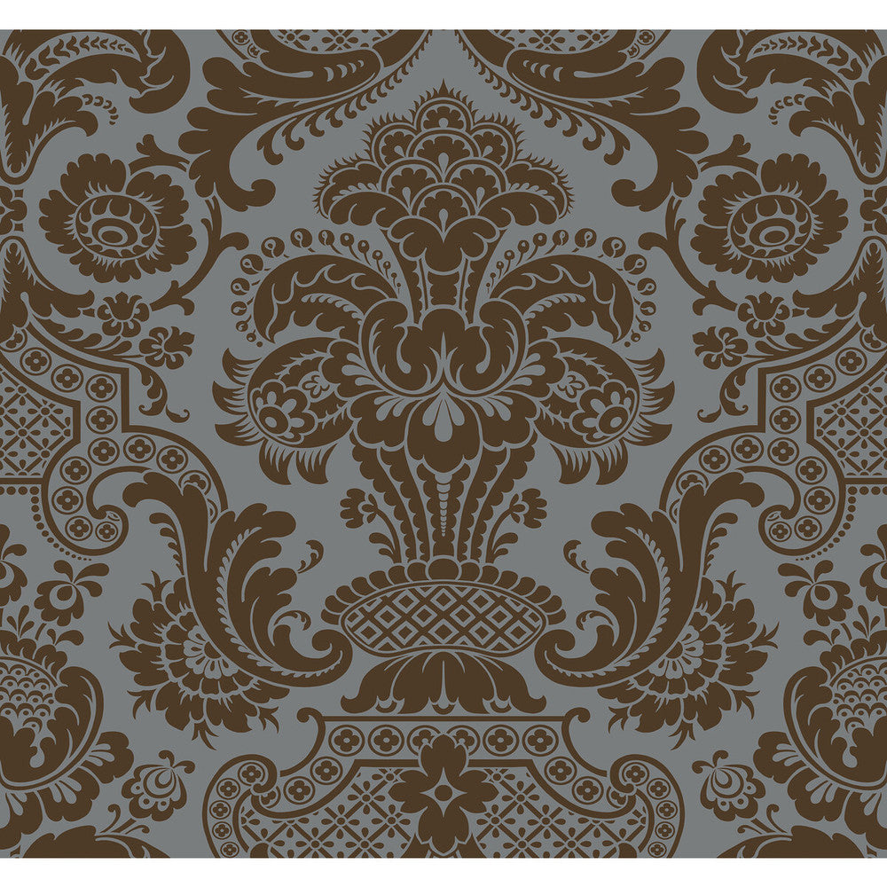 Carmen Cs Charcoal by Cole & Son Designer Wallcovering COLE & SON MARIINSKY DAMASK PAPER - 100% United Kingdom - Horizontal: - and Vertical: 25.25 27 - Swanky Fabrics -