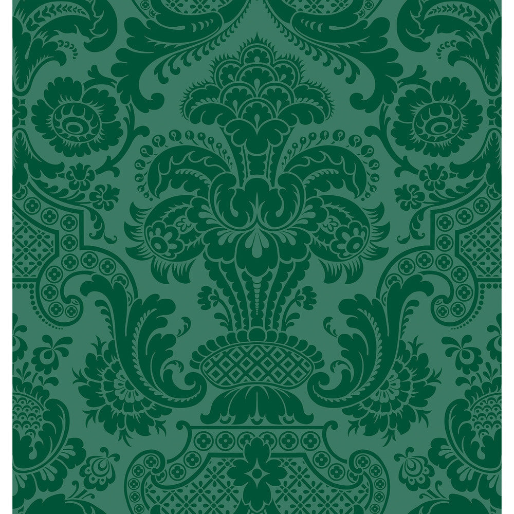 Petrouchka Green by Cole & Son Designer Wallcovering COLE & SON MARIINSKY DAMASK PAPER - 100% United Kingdom Horizontal: and Vertical: 28.25 27 - Swanky Fabrics -