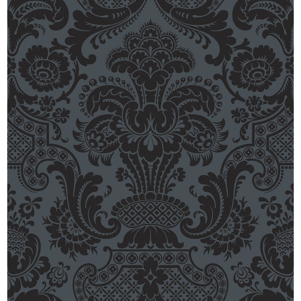 Petrouchka Charcoal by Cole & Son Designer Wallcovering COLE & SON MARIINSKY DAMASK PAPER - 100% United Kingdom - Horizontal: - and Vertical: 28.25 27 - Swanky Fabrics -