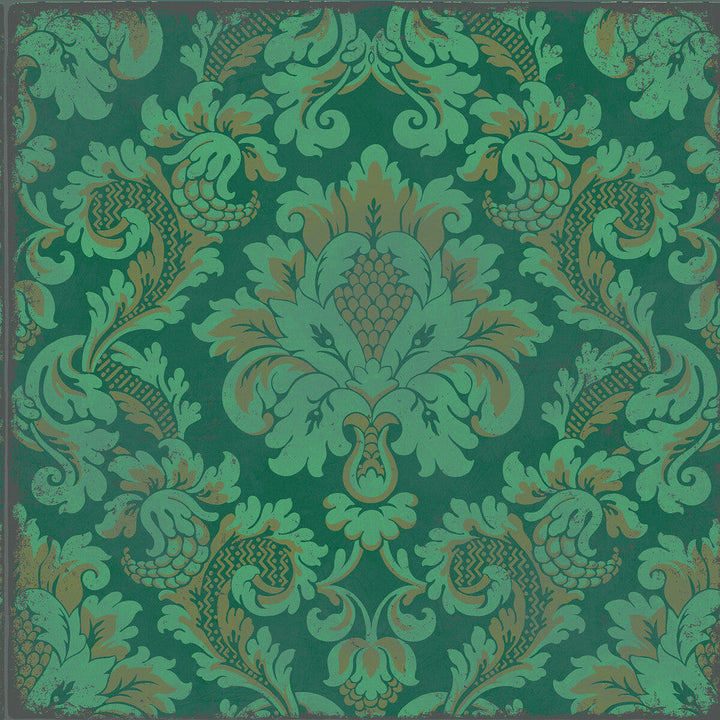 Stravinsky Green by Cole & Son Designer Wallcovering COLE & SON MARIINSKY DAMASK PAPER - 100% United Kingdom Horizontal: and Vertical: 20.5 20.5 - Swanky Fabrics -