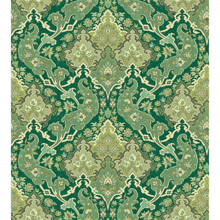 Pushkin Forest Green by Cole & Son Designer Wallcovering COLE & SON MARIINSKY DAMASK PAPER - 100% United Kingdom Horizontal: and Vertical: 15 27 - Swanky Fabrics -
