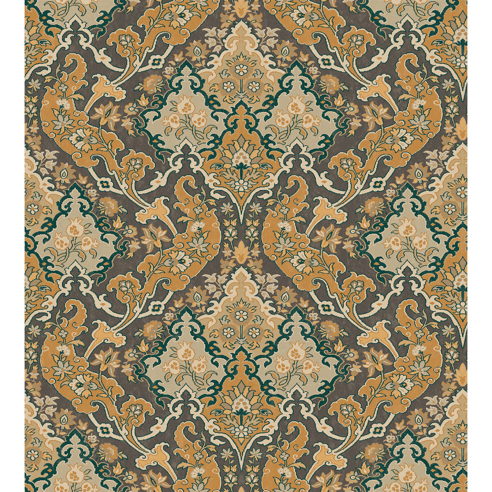 Pushkin Ginger & Charcaol by Cole & Son Designer Wallcovering COLE & SON MARIINSKY DAMASK PAPER - 100% United Kingdom - Horizontal: - and Vertical: 15 27 - Swanky Fabrics -