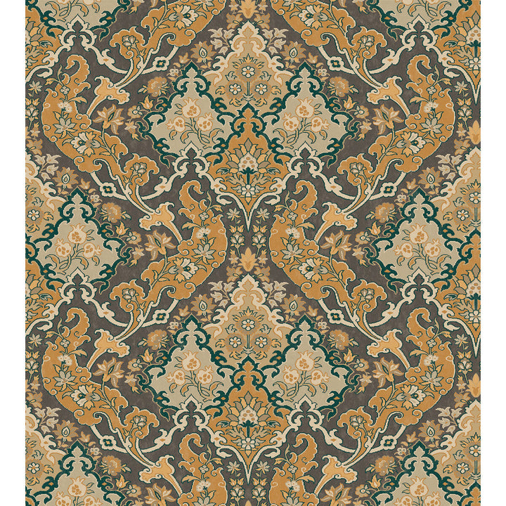 Pushkin Ginger & Charcaol by Cole & Son Designer Wallcovering COLE & SON MARIINSKY DAMASK PAPER - 100% United Kingdom - Horizontal: - and Vertical: 15 27 - Swanky Fabrics -