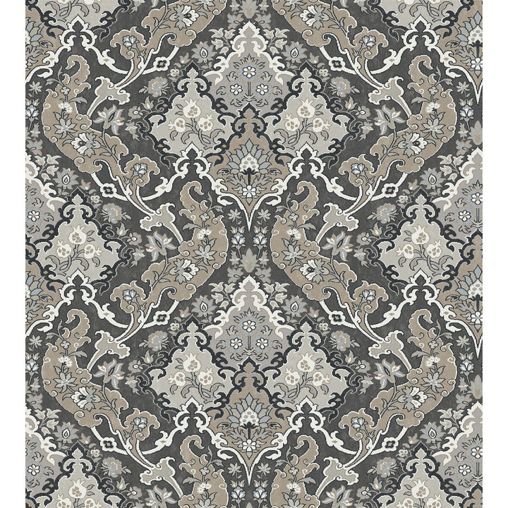 Pushkin Charcoal by Cole & Son Designer Wallcovering COLE & SON MARIINSKY DAMASK PAPER - 100% United Kingdom Horizontal: and Vertical: 15 27 - Swanky Fabrics -