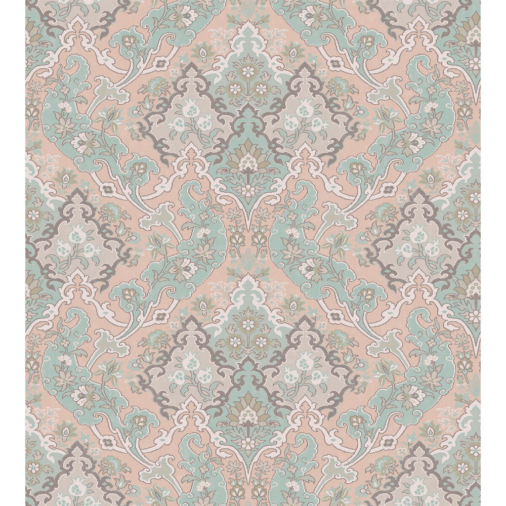 Pushkin Pastel Multi by Cole & Son Designer Wallcovering COLE & SON MARIINSKY DAMASK PAPER - 100% United Kingdom - Horizontal: - and Vertical: 15 27 - Swanky Fabrics -