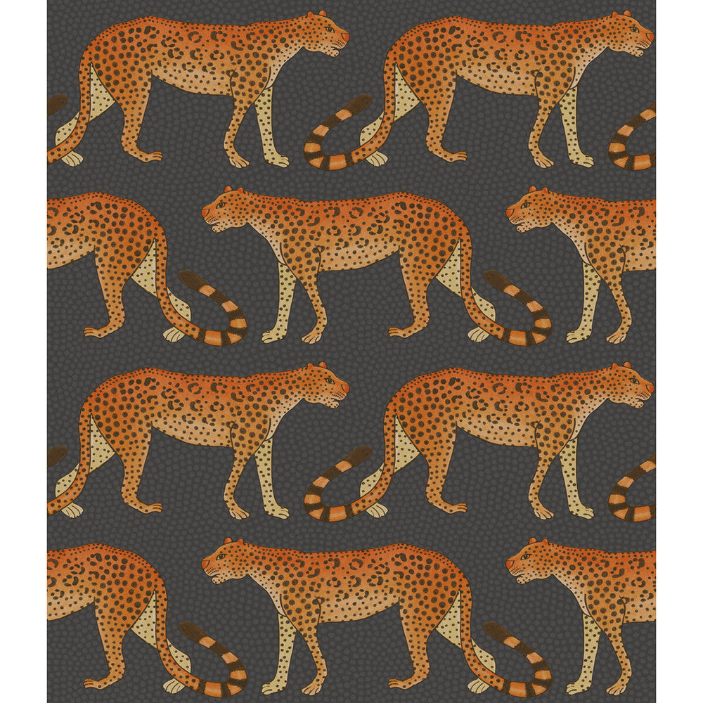 Leopard Walk Charcoal & Orange by Cole & Son Designer Wallcovering COLE & SON ARDMORE PAPER - 100% United Kingdom - Horizontal: - and Vertical: 12 20.5 - Swanky Fabrics -