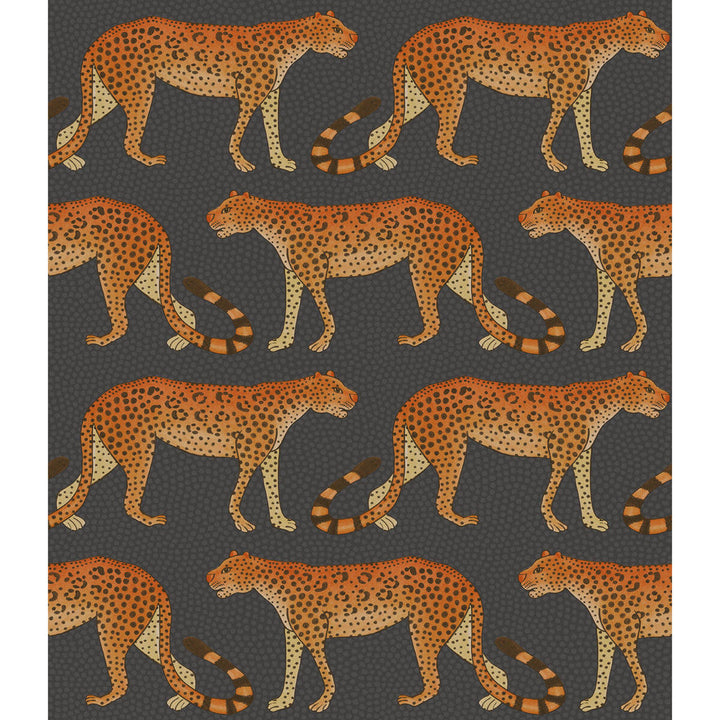 Leopard Walk Charcoal & Orange by Cole & Son Designer Wallcovering COLE & SON ARDMORE PAPER - 100% United Kingdom - Horizontal: - and Vertical: 12 20.5 - Swanky Fabrics -