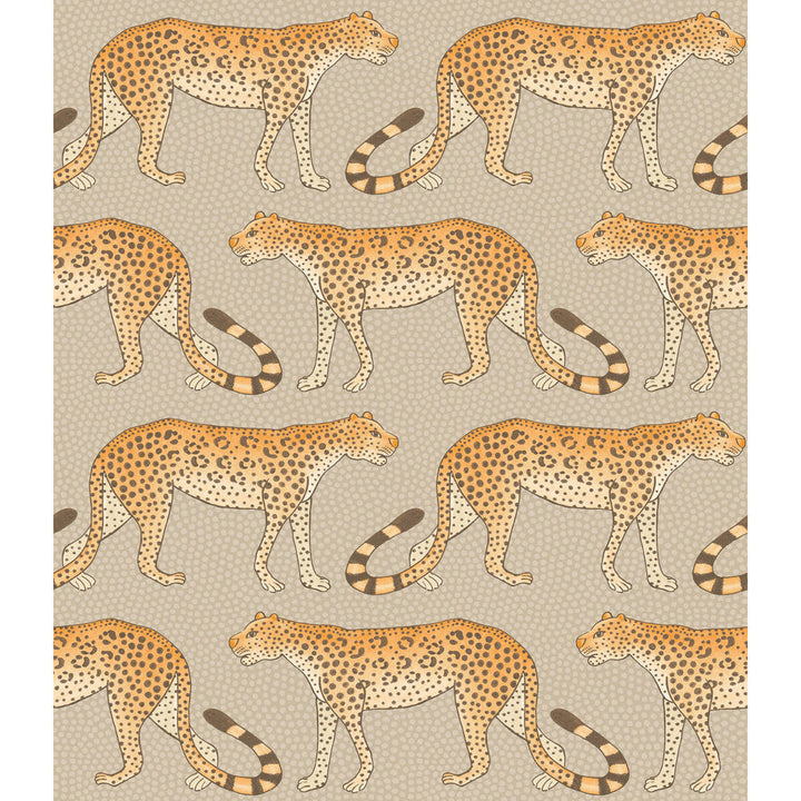 Leopard Walk Stone & Orange by Cole & Son Designer Wallcovering COLE & SON ARDMORE PAPER - 100% United Kingdom Horizontal: and Vertical: 12 20.5 - Swanky Fabrics -