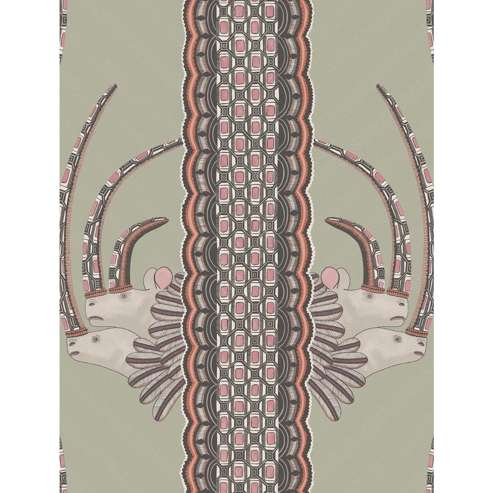 Jabu Olive & Pink by Cole & Son Designer Wallcovering COLE & SON ARDMORE PAPER - 100% United Kingdom - Horizontal: - and Vertical: 27 20.5 - Swanky Fabrics -