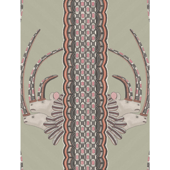 Jabu Olive & Pink by Cole & Son Designer Wallcovering COLE & SON ARDMORE PAPER - 100% United Kingdom Horizontal: and Vertical: 27 20.5 - Swanky Fabrics -
