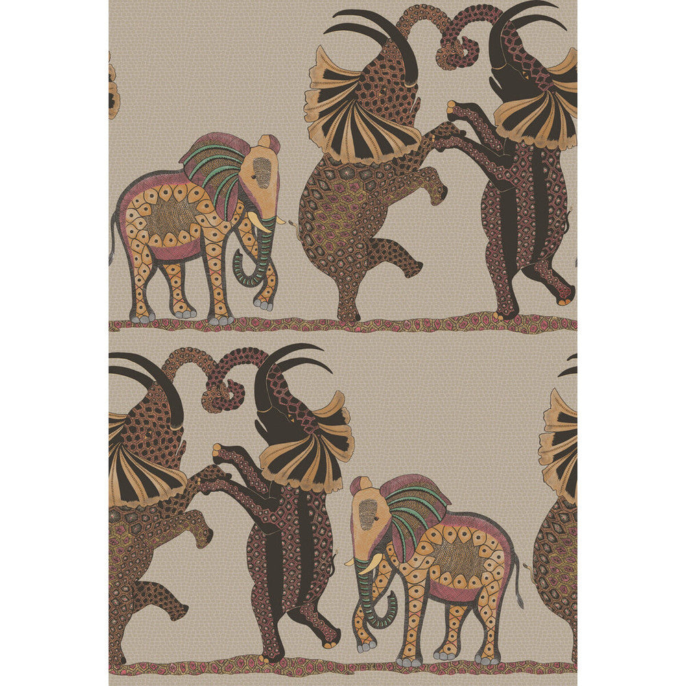 Safari Dance Red & Linen by Cole & Son Designer Wallcovering COLE & SON ARDMORE PAPER - 100% United Kingdom Horizontal: and Vertical: 30 20.5 - Swanky Fabrics -