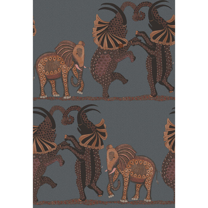 Safari Dance Charcoal & Reds by Cole & Son Designer Wallcovering COLE & SON ARDMORE PAPER - 100% United Kingdom Horizontal: and Vertical: 30 20.5 - Swanky Fabrics -