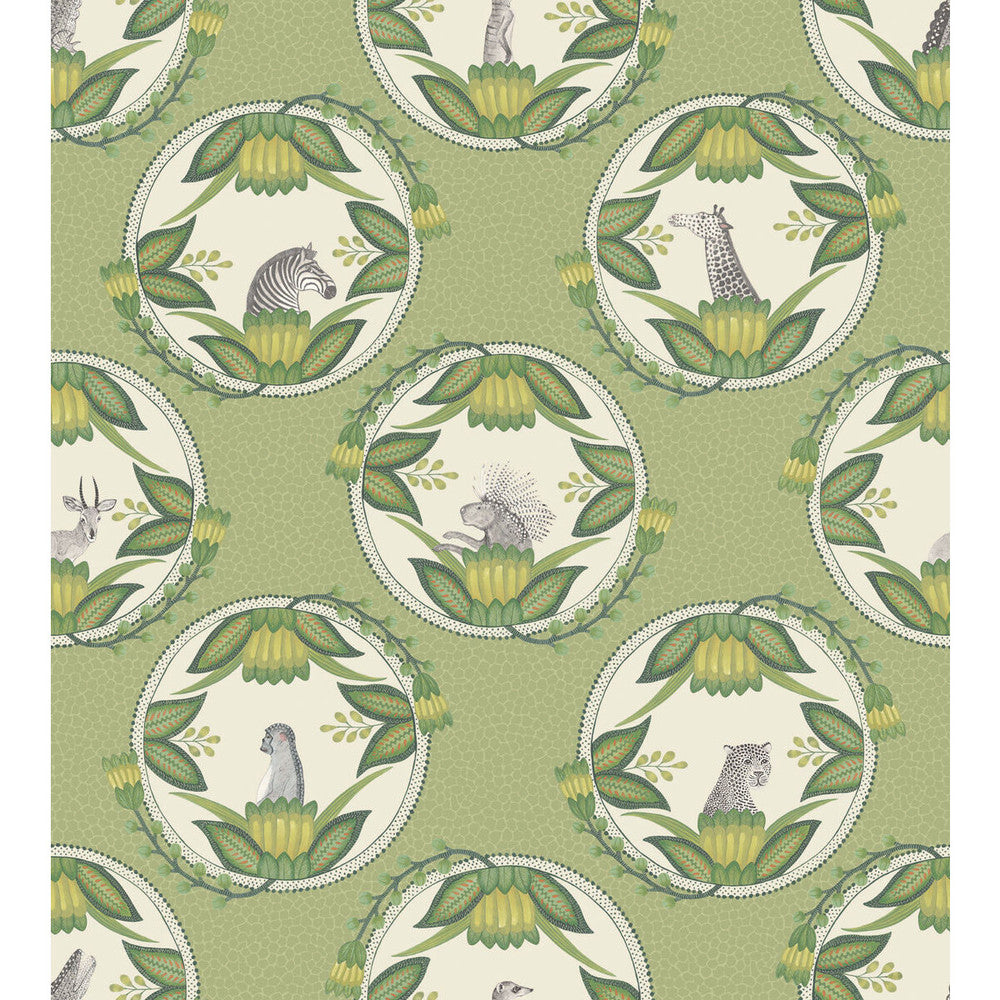 Ardmore Cameos Green by Cole & Son Designer Wallcovering COLE & SON ARDMORE PAPER - 100% United Kingdom Horizontal: and Vertical: 30 27 - Swanky Fabrics -