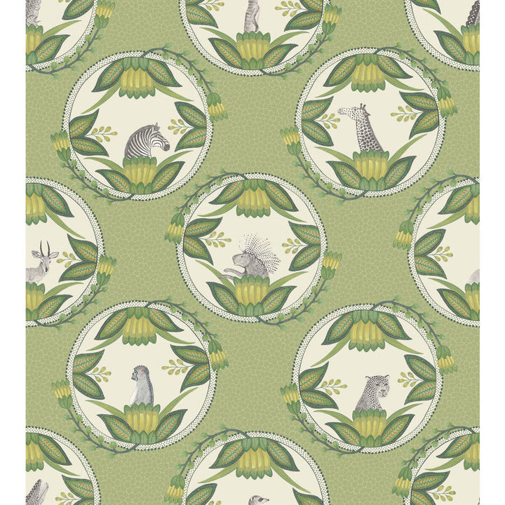 Ardmore Cameos Green by Cole & Son Designer Wallcovering COLE & SON ARDMORE PAPER - 100% United Kingdom Horizontal: and Vertical: 30 27 - Swanky Fabrics -