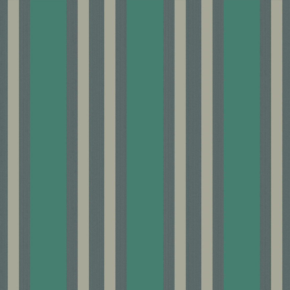 Polo Stripe Teal/Gilver by Cole & Son Designer Wallcovering COLE & SON MARQUEE STRIPES PAPER - 100% United Kingdom - Horizontal: 20.5 and Vertical: 0 20.5 - Swanky Fabrics -