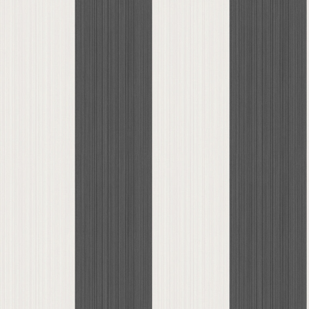 Jaspe Stripe Black + White by Cole & Son Designer Wallcovering COLE & SON MARQUEE STRIPES PAPER - 100% United Kingdom Horizontal: 20.5 and Vertical: 0 20.5 - Swanky Fabrics -