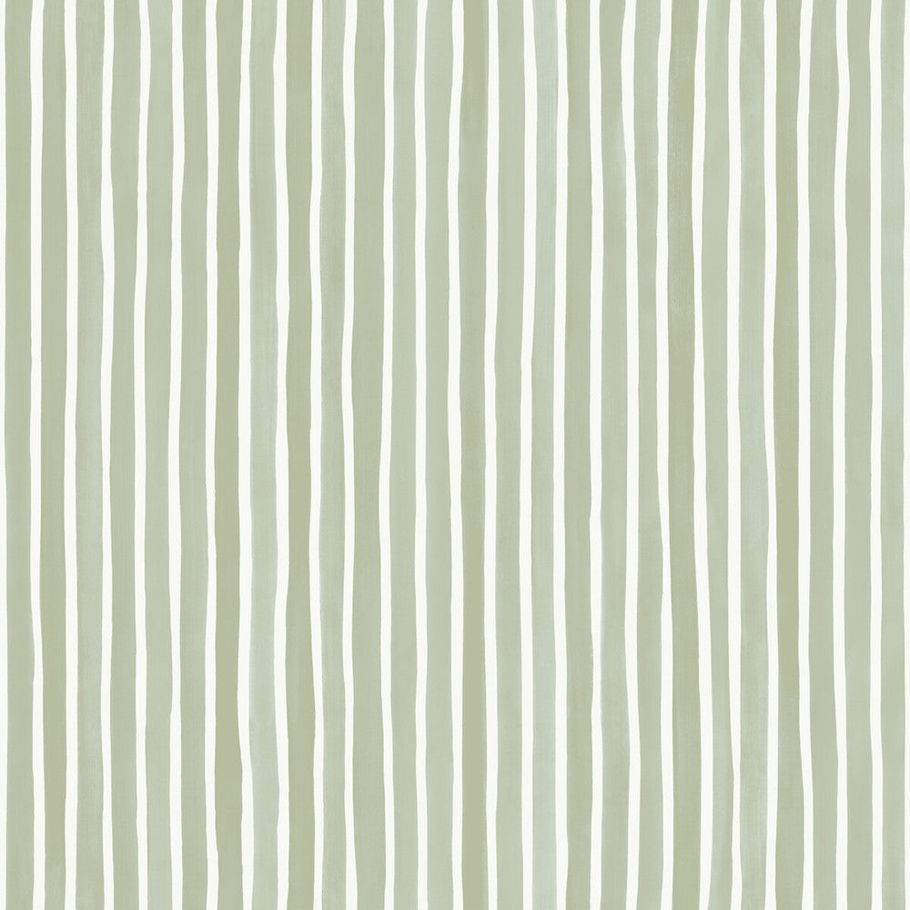 Croquet Stripe Olive by Cole & Son Designer Wallcovering COLE & SON MARQUEE STRIPES PAPER - 100% United Kingdom - Horizontal: 20.5 and Vertical: 0 20.5 - Swanky Fabrics -