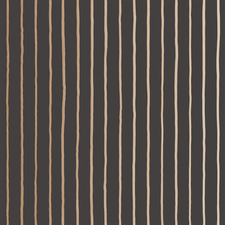 College Stripe Charcoal+Gold by Cole & Son Designer Wallcovering COLE & SON MARQUEE STRIPES PAPER - 100% United Kingdom Horizontal: 20.5 and Vertical: 0 20.5 - Swanky Fabrics -