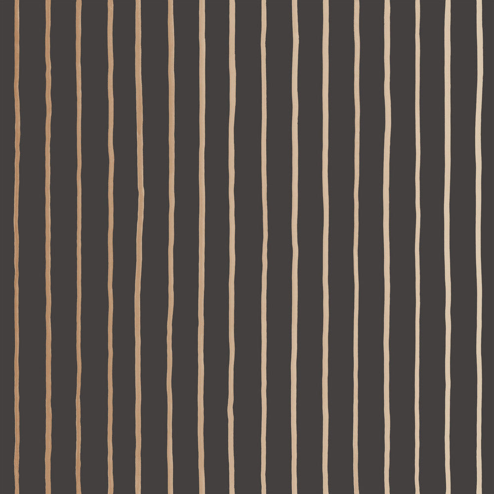 College Stripe Charcoal+Gold by Cole & Son Designer Wallcovering COLE & SON MARQUEE STRIPES PAPER - 100% United Kingdom Horizontal: 20.5 and Vertical: 0 20.5 - Swanky Fabrics -