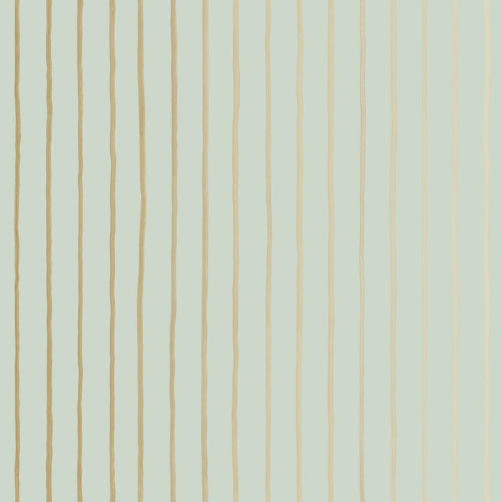 College Stripe Duck Egg+Gilver by Cole & Son Designer Wallcovering COLE & SON MARQUEE STRIPES PAPER - 100% United Kingdom Horizontal: 20.5 and Vertical: 0 20.5 - Swanky Fabrics -