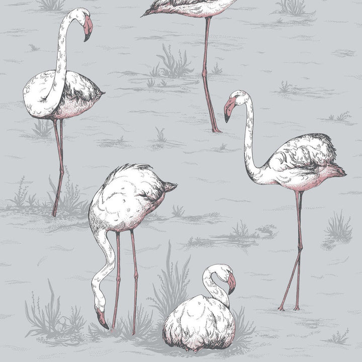 Flamingos Grey by Cole & Son Designer Wallcovering COLE & SON ICONS PAPER - 100% United Kingdom - Horizontal: - and Vertical: 27.5 21 - Swanky Fabrics -