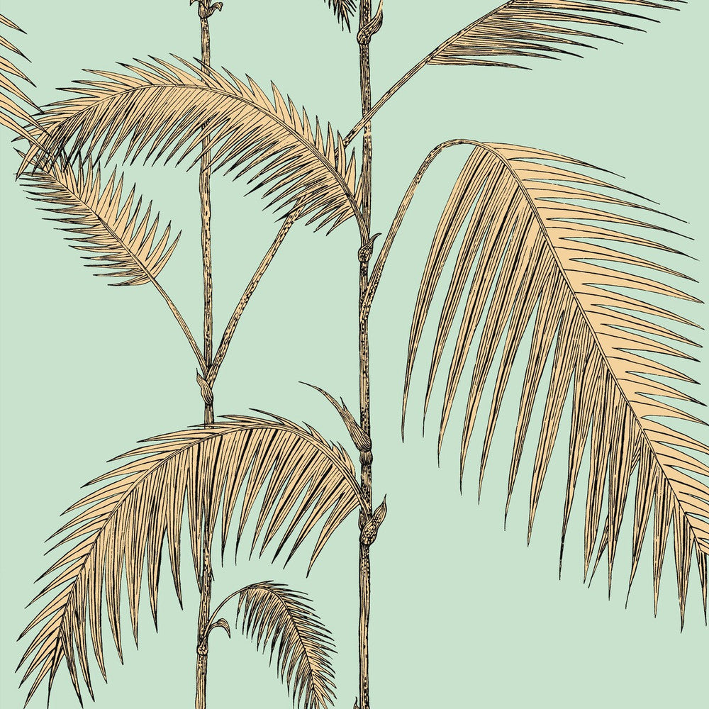 Palm Leaves Mint/Yellow by Cole & Son Designer Wallcovering COLE & SON ICONS PAPER - 100% United Kingdom - Horizontal: - and Vertical: 28.3 20.5 - Swanky Fabrics -
