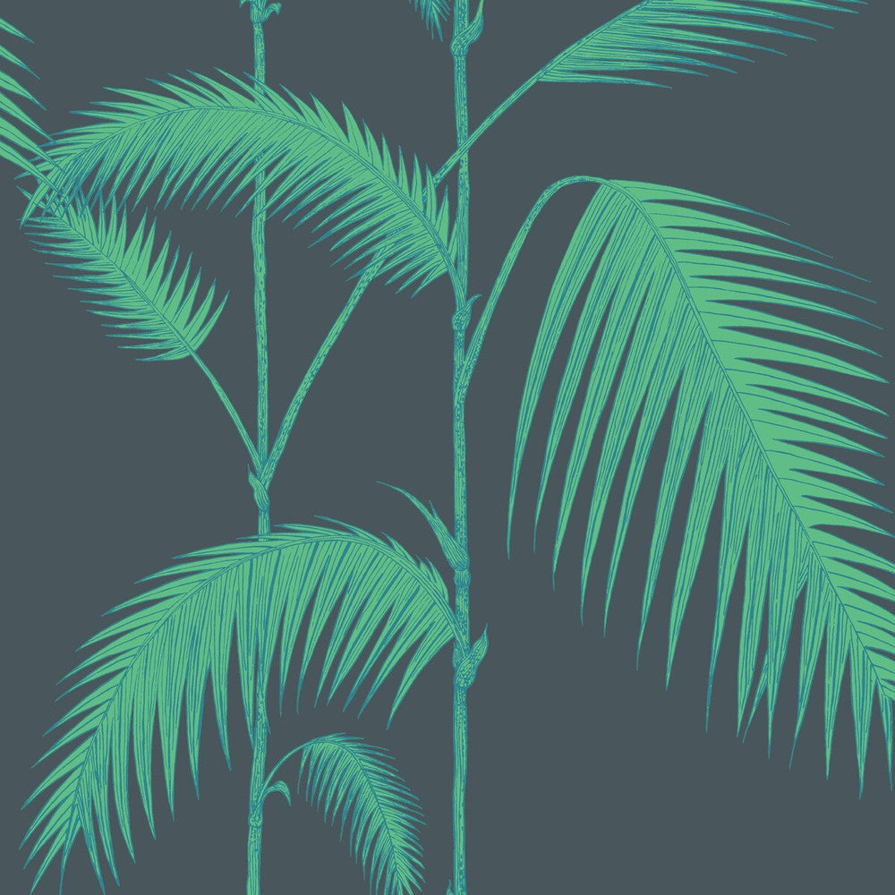 Palm Leaves Viridian by Cole & Son Designer Wallcovering COLE & SON ICONS PAPER - 100% United Kingdom - Horizontal: - and Vertical: 28.3 20.5 - Swanky Fabrics -