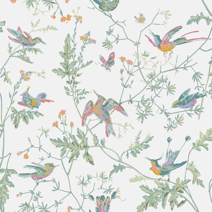 Hummingbirds Pastel by Cole & Son Designer Wallcovering COLE & SON ICONS PAPER - 100% United Kingdom Horizontal: and Vertical: 21 20.5 - Swanky Fabrics -